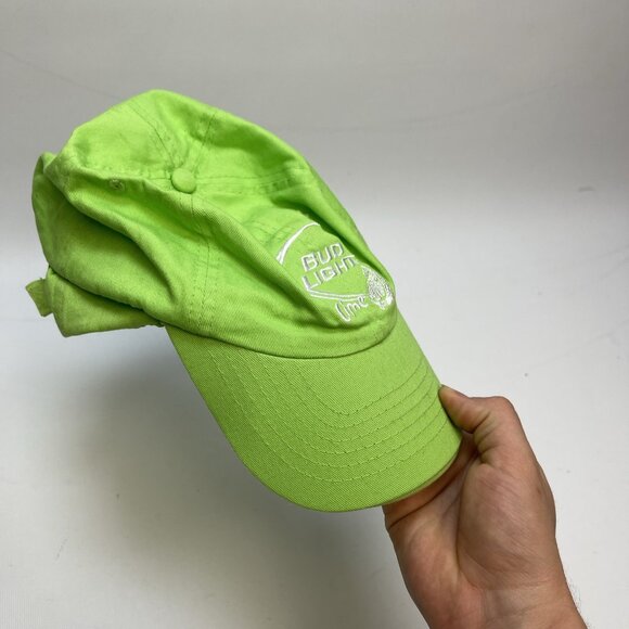 Lot x 2 Bud Light Lime Hat Neon Green One Size Adjustable Embroidered Strapback - Picture 9 of 9